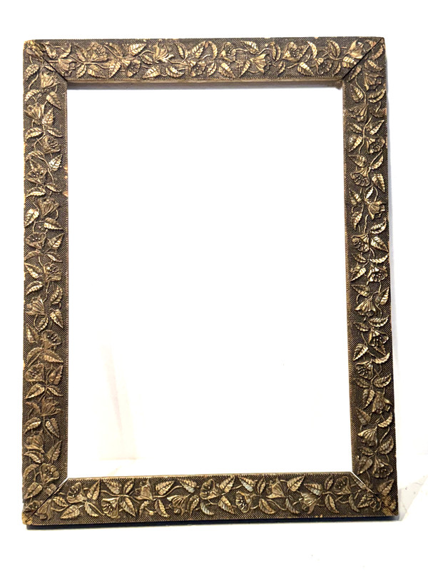 Antique Art Nouveau Ornate, Raised Gilded Flower Border Frame 14 x 10