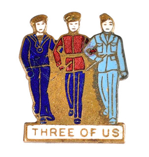 The Three Of Us 'Sailor Soldier Airman' 1940's Song Sheet Music Enamel Badge