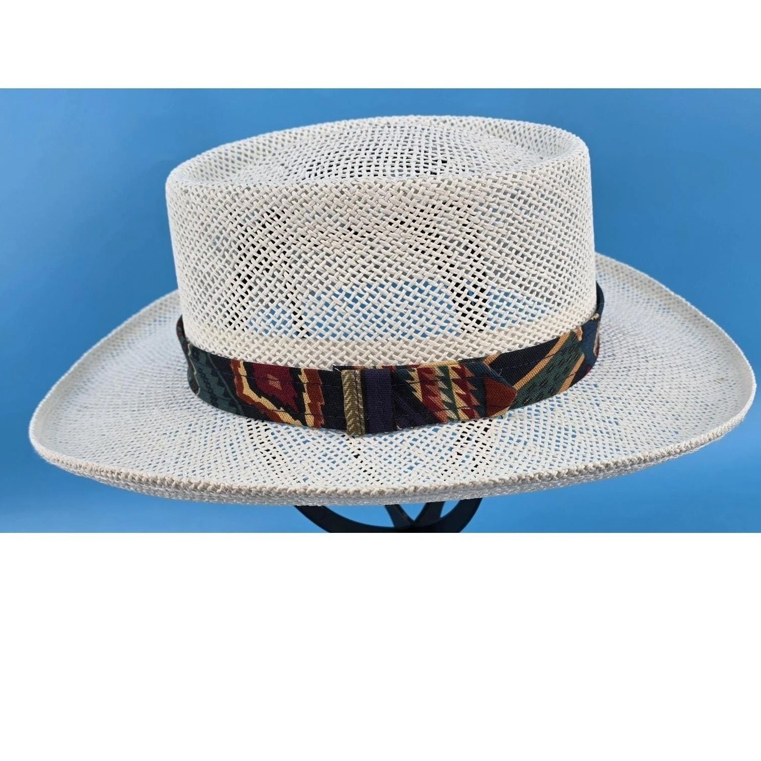Vtg Dorfman Pacific Woven Panama Hat Mens Sz L Shade Golf Beach Wide Brim USA