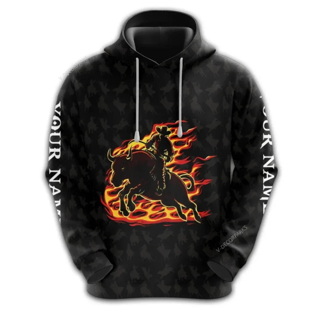 Fire Rodeo Cowboy 3d Hoodie Man&Women S-5Xl