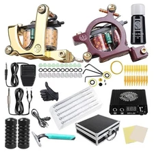 Tattoo Pen Kit Complete Beginners, 2 Pro Tattoo Machine Kit 20Pcs Tattoo Needles