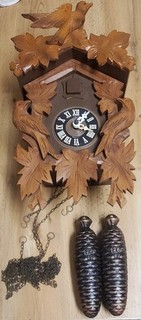 Vintage German 8 Day Wood Carved Cuckoo Clock Regula 34/1/78