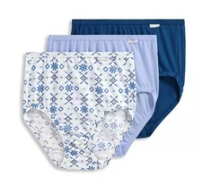 New Jockey Women's size 8 Underwear Elance Cotton Briefs 3 Pack Blue Star Knit