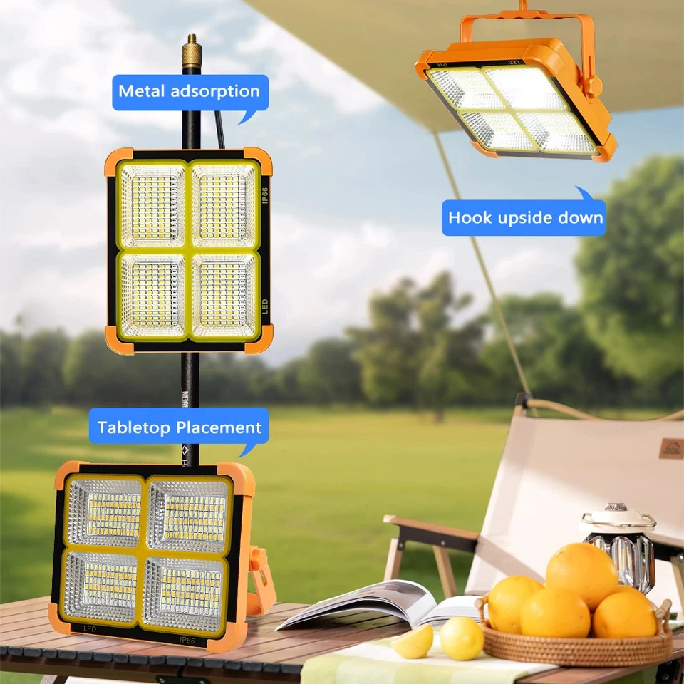 Solar Light Rechargeable LED Outdoor Work Camping Flood Lamp Portable Emergency - Image 3 of 4