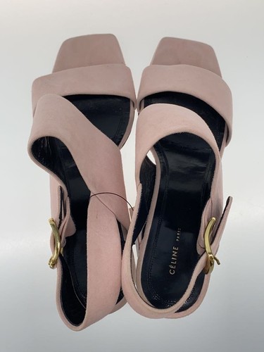 CELINE Sandals Ankle Strap 38 PNK Suede Used - Picture 3 of 5