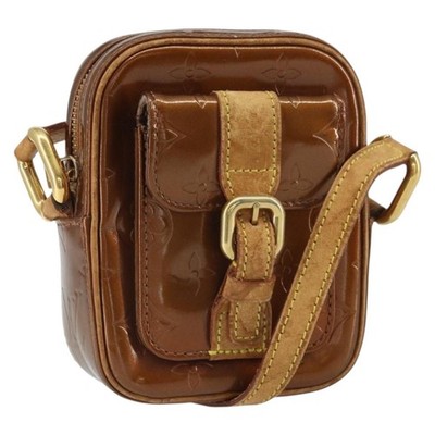 LOUIS VUITTON Monogram Vernis Christie PM Shoulder Bag Bronze M91111 Auth ka1269