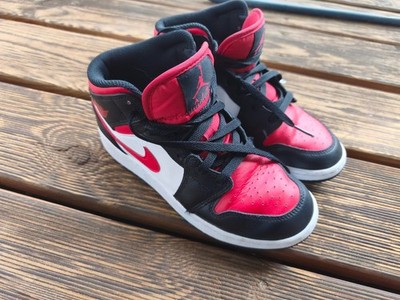 Nike Air Jordan 1 mid gs bred toe white fire red gs 