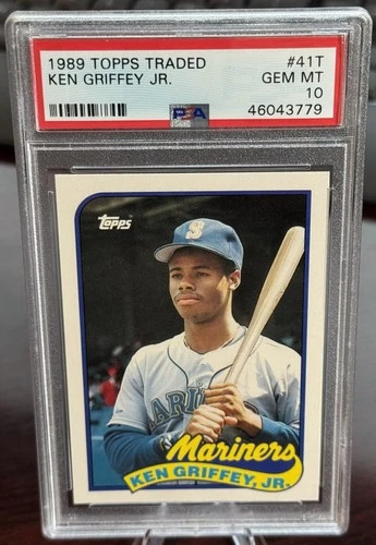 1989 KEN GRIFFEY JR TOPPS TRADED ROOKIE PSA 10  MARINERS 50-50? NEW LABEL (779)