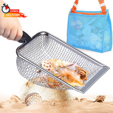 Beach Mesh Shovel with Mesh Beach Bag for Shell Collecting, Kids Filter Sand Sco