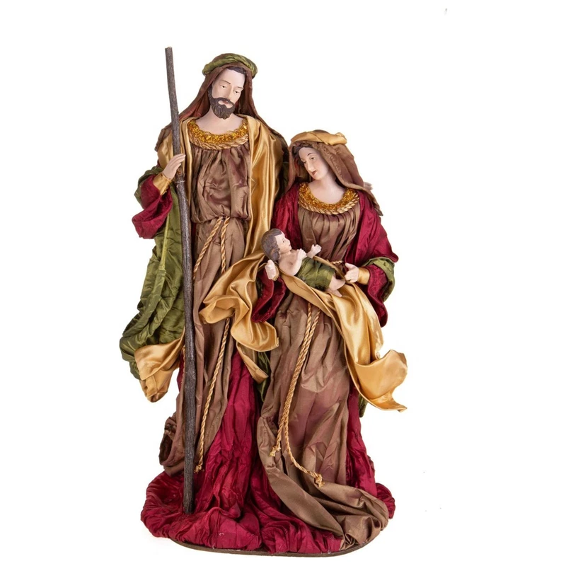 Natività Sacra Famiglia BRANDANI Burgundy Presepe Resina 47 cm Statua Natale, fotografia 9 di 9