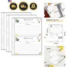 Recipe Card Page Protectors, fit 6-Ring Recipe Binder  3-Ring Binder 8.5" x ...