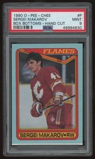 1990-91 O-Pee-Chee Box Bottoms Sergei Makarov Rookie #P PSA 9 - Flames HOF RC