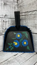 Vintage Tole Toleware DustPan Shovel Hand Painted Blue Flowers Handle 💙