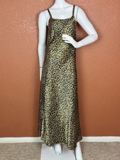 VICTORIA'S SECRET Leopard Print Satin Medium Chemise Full Length Lingerie.