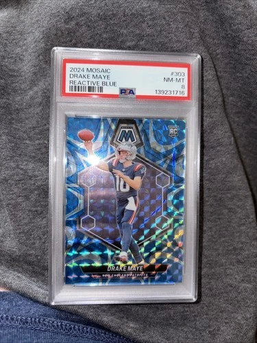 2024 Panini Mosaic Drake Maye #303 Reactive Blue PSA 8 Rookie