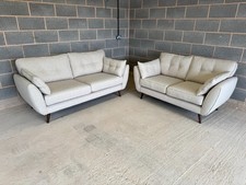 Ex Display DFS French Connection Zinc 3 Seater & 2 Seater Sofas in Cream Fabric