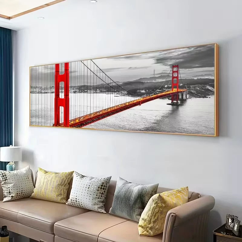 Panoramic View of Vibrant Golden Gate Bridge Canvas Print Wall Art Home Decor - Image 2 of 4