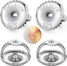 14K White Gold Plated Secure Screw Earring Backs Replacement for Diamond Earring