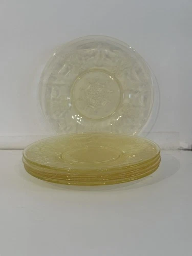 Depression Glass Yellow Plates- Cameo Design LOT (5) 6 inches