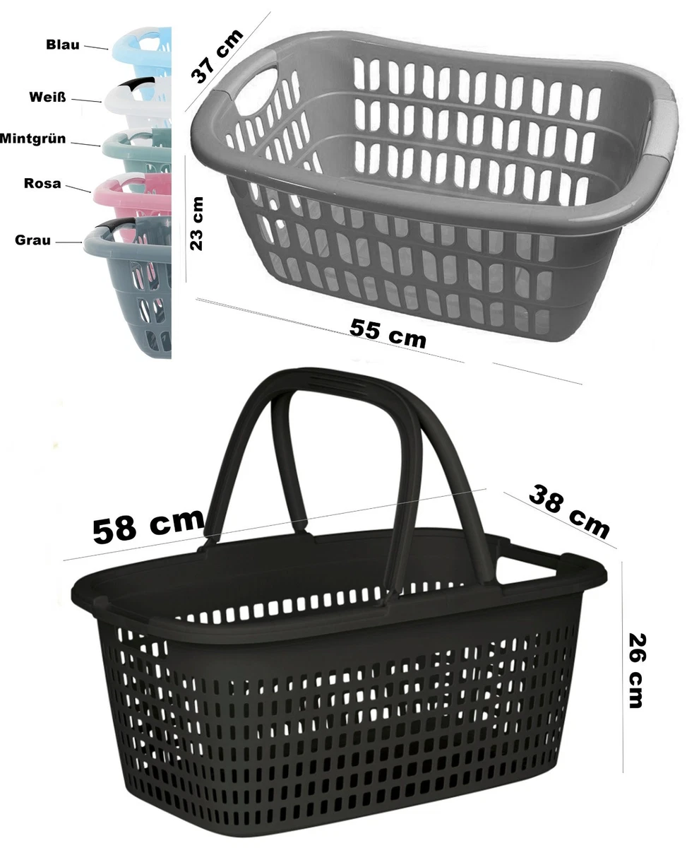 Cesti Ventilati Manici Cesti Portabiancheria In Plastica - Set 2 Pezzi
