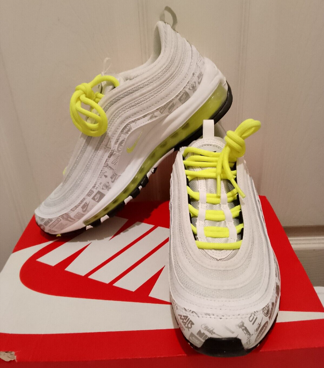 NIKE AIR MAX 97 (GS) JUNIORS UK VOLT PURE PLATINUM WHITE BLACK BRAND NEW  BOXED