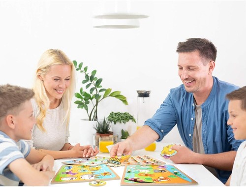 Wooden Toddler Puzzle Set with Storage Rack, Educational Knob Design for Kids - Picture 4 of 9