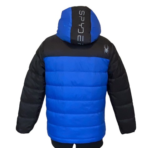 SPYDER Boys (10-16) Circuit Color Block Puffer Hooded Jacket Black/Blue NWT $149 - Picture 7 of 17