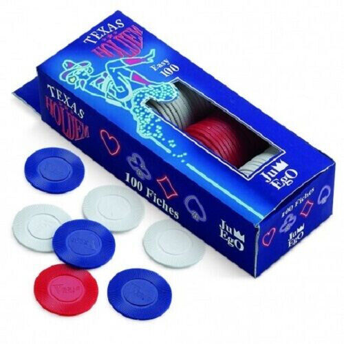 100 Fiches da Poker Texas Hold'em per giochi da carte gioco Blu Rosso Bianco - Bild 4 von 5