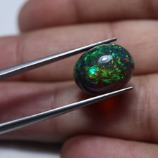 5.4Ct 14.7x11.9 MM Echt AAA Multi Feuer Geräuchert Schwarz Äthiopische Opal Oval