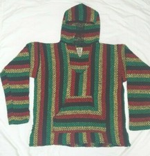 BAJA JOE Mexican Hoodie Drug Rug Pullover Hooded Hippie Sweatshirt Size S SMALL