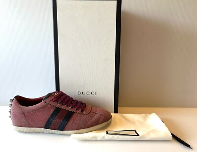 Gucci Pink Glitter Striped ''Bambi'' Lace-Up Sneakers, Size 5 (US) 35 (EU)