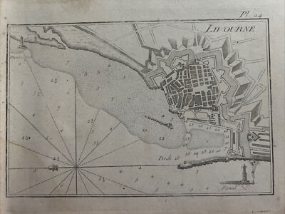 Portolano: Hafen Von Livorno - Italien 1764 J. Roux
