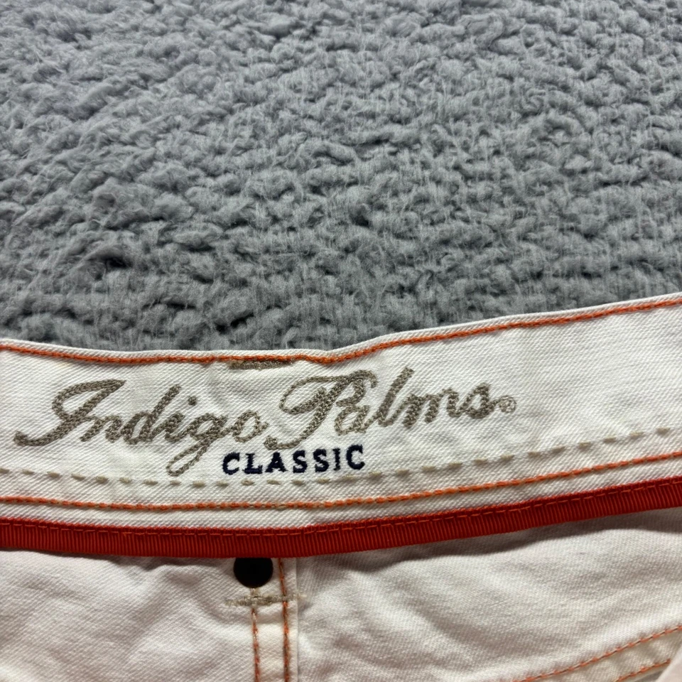 Vintage Indigo Palms Jeans Men 34x30 White Cotton Classic Denim Orange Stitching - Image 3 of 4