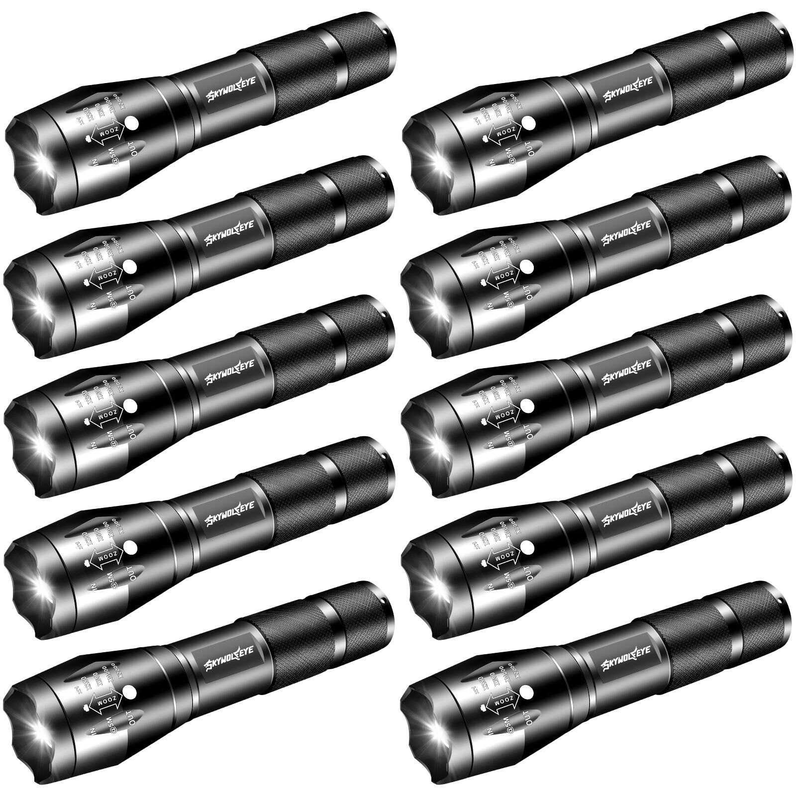 Lot 1-10 Pack Super Bright LED Flashlight Small Flashlights Zoom Working Torch