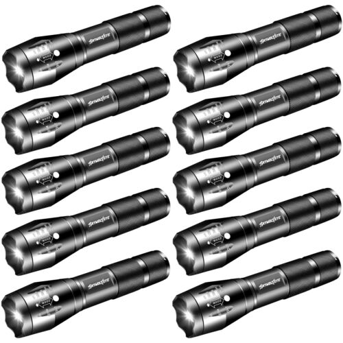 10Pcs Super Bright LED Flashlight Zoomable Small Flashlights Working Torch Lamp