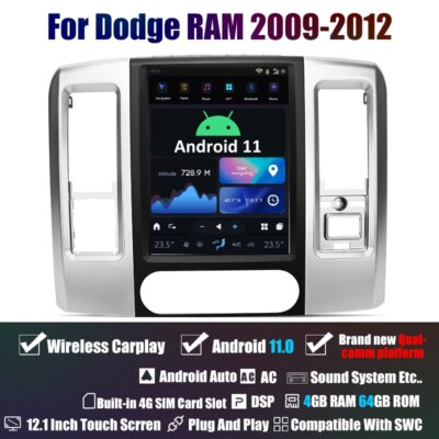 12.3'' Qualcomm Tesla Style Car Radio For Dodge Ram 2008-2011 With Carplay 4g Gps