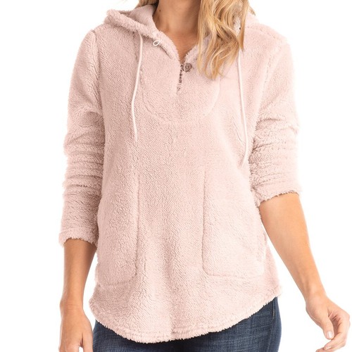$89 HOODIE SHERPA Fluffy Pullover Top 