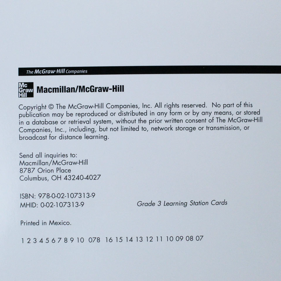 Mcgraw Hill Math Conecta Grado 3 Aprendizaje Estación Cartas Inglés & Español - Imagen 4 de 4