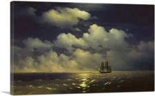 ARTCANVAS Sailing Ship in Moonlight Canvas Art Print by Ivan Aivazovsky