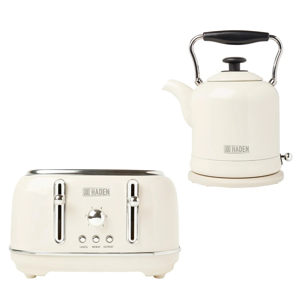 Haden Highclere Cream BPA Free Kettle Slice Wide Slot Toaster Set