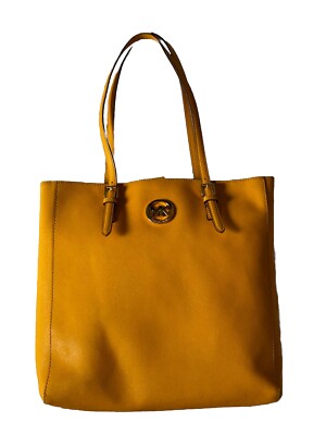 MICHAEL KORS JET SET TRAVEL YELLOW MUSTARD SAFFIANO LEATHER TOTE,HAND BAG  LG