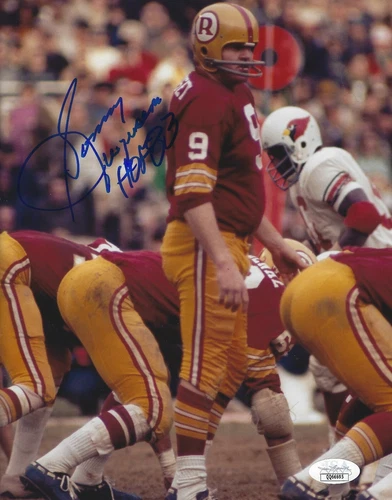Signed 8x10 SONNY JURGENSEN "HOF 83" Washington Redskins Autographed photo - JSA
