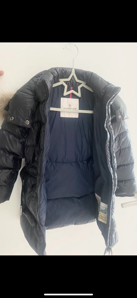 Kids moncler Navy belted coat - Image 4 of 4