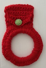 Vintage Over Handle Crocheted Kitchen Towel Holder W/ Hard Ring