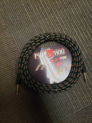 Pig Hog 20' 1/4'' Instrument Guitar Cable ''Rasta Stripes'' Brand New! PCH20RA