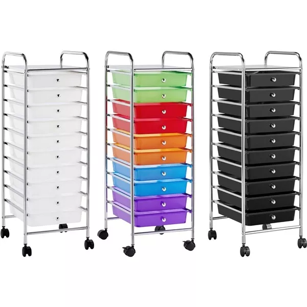 Seville Classics Rolling Utility Organizer Storage Cart, for Home Office, School, Classroom, Scrapbook, Hobby, Craft, 6-Bin