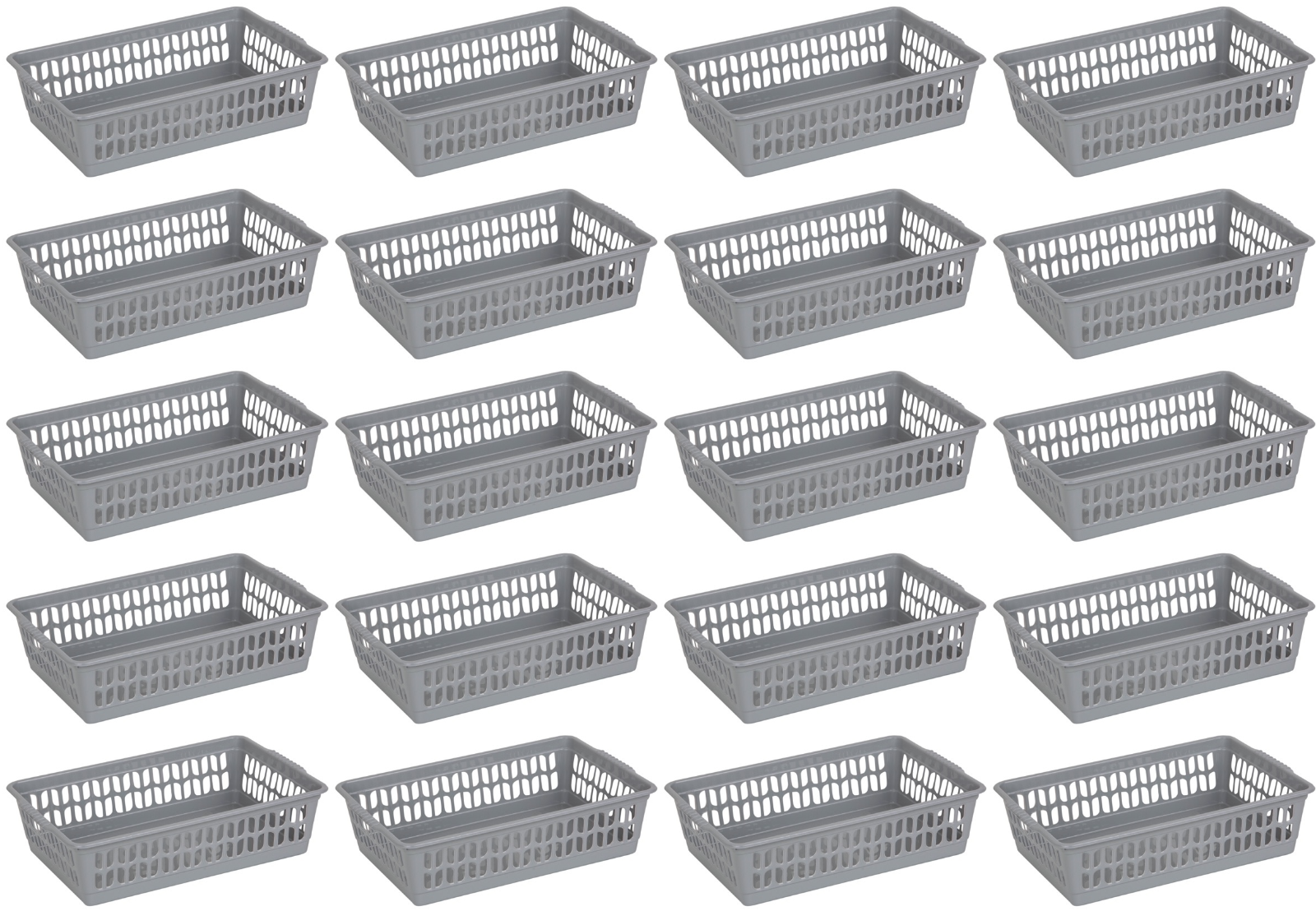 20x Wham Plastic Nestable Handy Tidy Storage Basket Tray 25cm - Grey