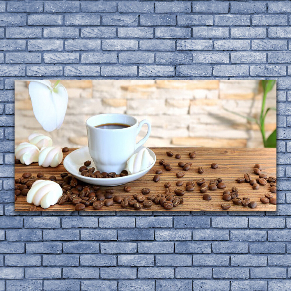 Impression sous verre 140x70 Cuisine Grains de Café tableau mural en verre trempé premium