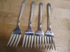 4  Crown RADIANCE Silverplate Salad or Dessert Forks 1939 Flatware 7840