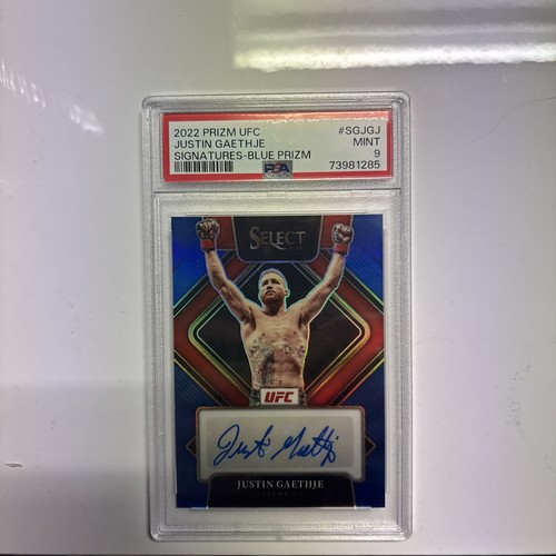 Justin Gaethje *14/49* Auto 2022 Panini Select UFC Signatures Blue Prizm PSA 10